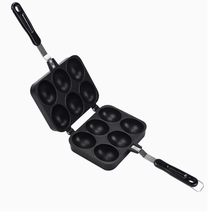 6 Hole Cooking Cake Pan Cast Iron Omelette Pan Non-Stick Cooking Pot Breakfast Egg Cooker Cake Mold