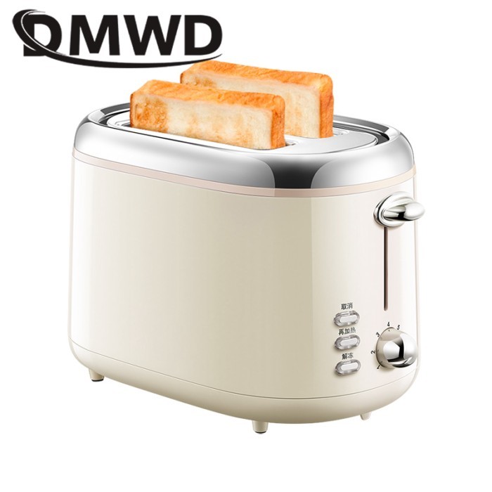 Stainless Steel Toaster Grill 2 Slices Automatic Breakfast Machine Bread Stove Toast Defrost Baking