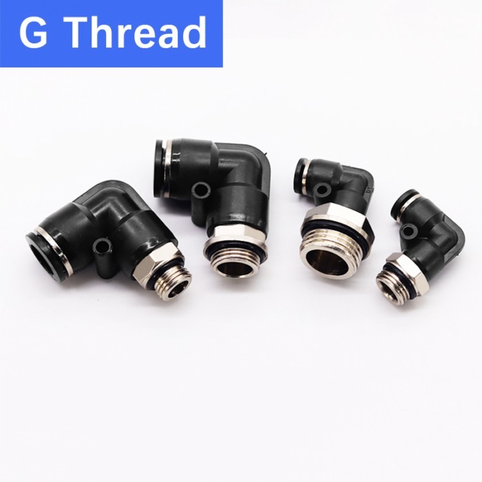 PL Pneumatic Quick Connector Black Cop G Thread 1/8" 1/4" 3/8" 1/2" External Elbow Quick release Pi