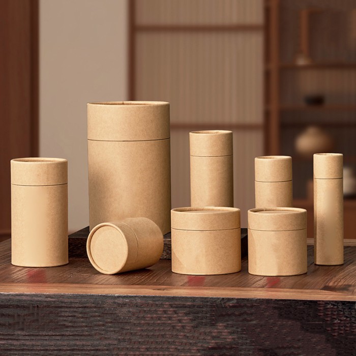 1PCS Kraft Paperboard Tubes Round Essential Oil Packaging Containers For Tea Caddy Coffee Cosmetic