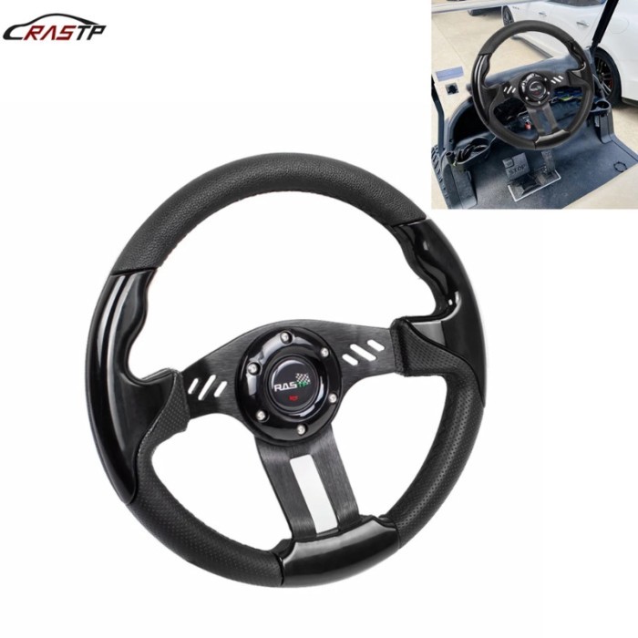RASTP-13-inch Steering Wheel PU Racing Steering Wheel Competitive Game Steering Wheel Car Modificat