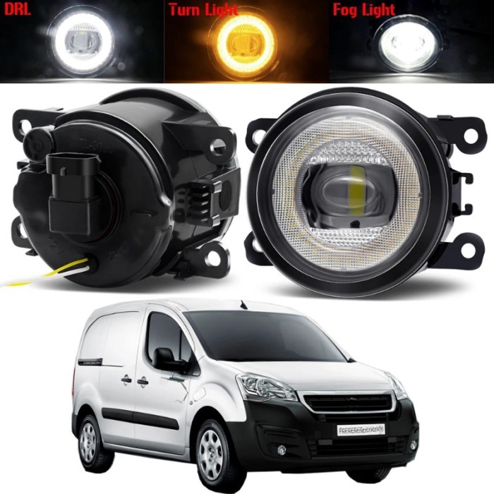 2 X Car LED Angel Eye Fog Light Assembly For Peugeot Partner Tepee 2012-2022 30W Fog Turn Signal Da