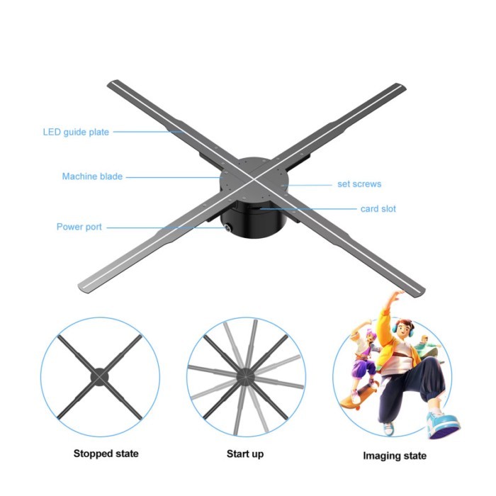 62cm Wifi 3D Holographic Projector Fan Naked Eye 3D Holographic Projector Remote Display Support Im