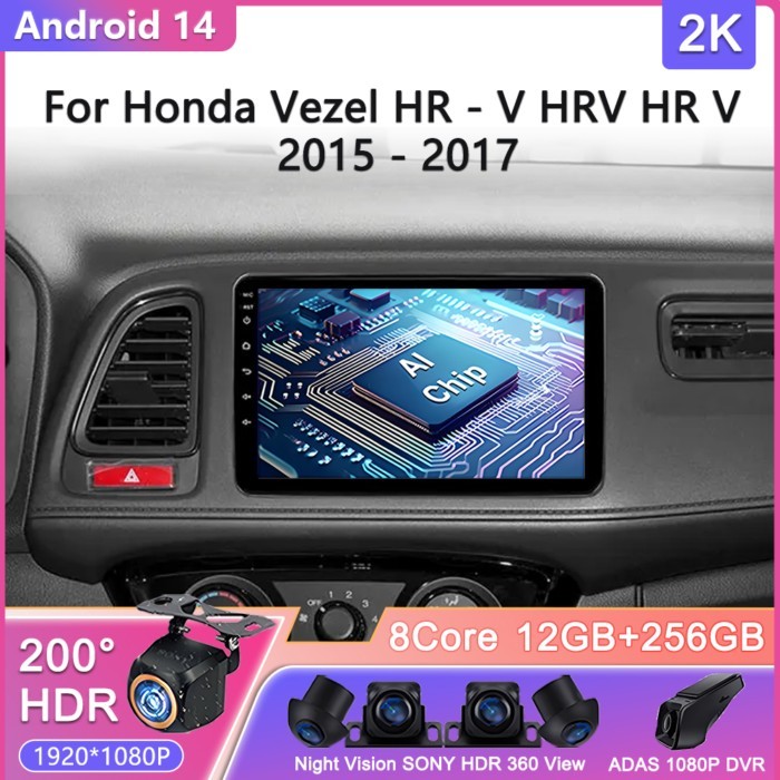 Android 14 Carplay Auto For Honda Vezel HR V HRV XRV 2015 2016 2017 2018 2019 2020 Multimedia Stere