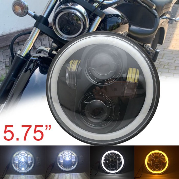5-3/4" 5.75 inch Motorcycle Moto LED Projector Full Halo Headlight For 5.75 inch Motorcycle