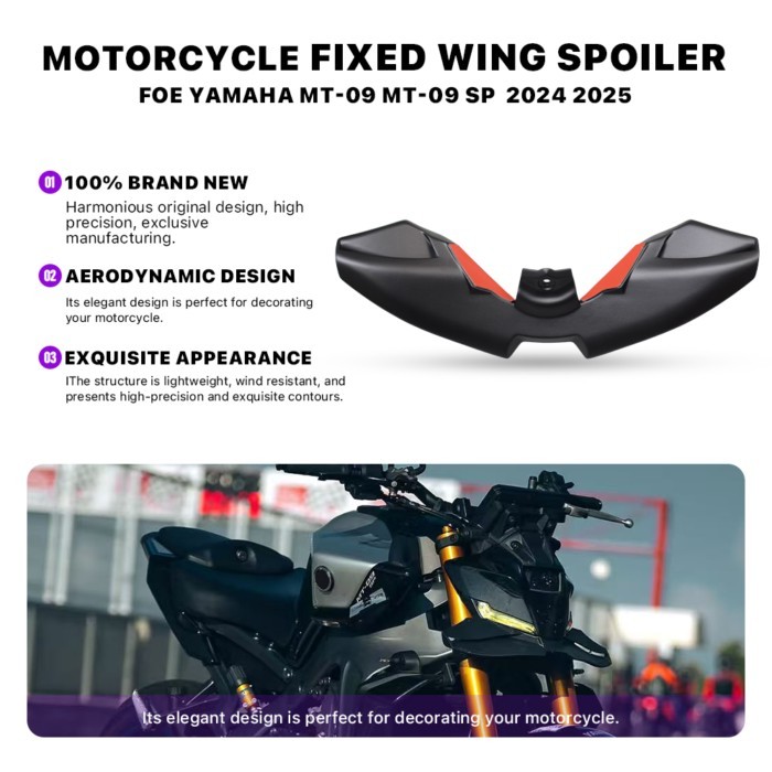 For Yamaha MT-09 MT09 MT 09 SP 2024-2025 Motorcycle Front Spoiler Fixed Wing Fairing Side Winglet A