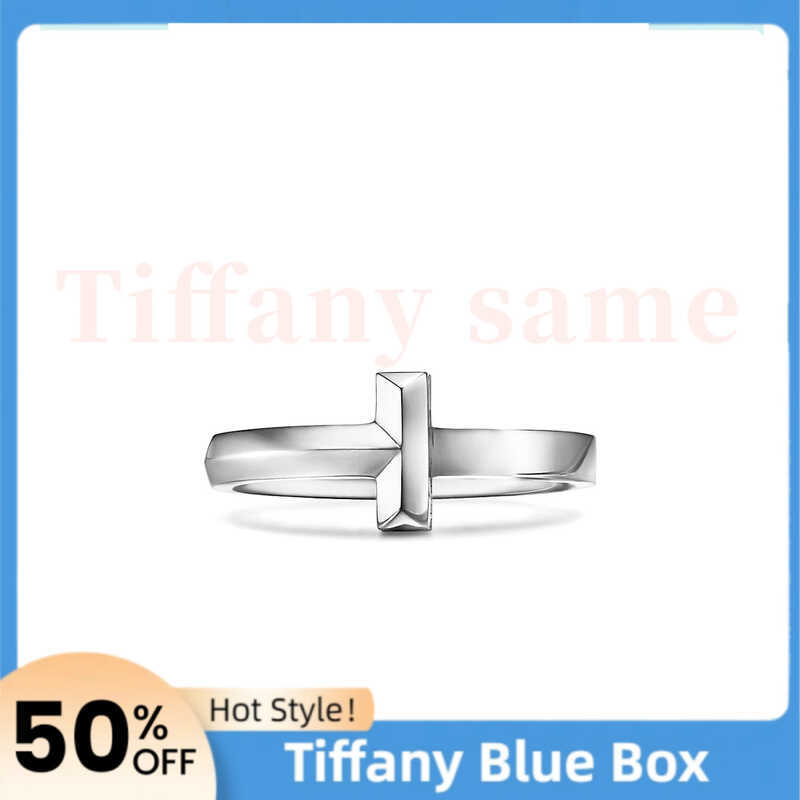 Tiffany และ Co T1 แหวนทองคำขาว 18K มือขัดผสมและจับคู่ประดับหรูหราทุกวันสำหรับเธอ