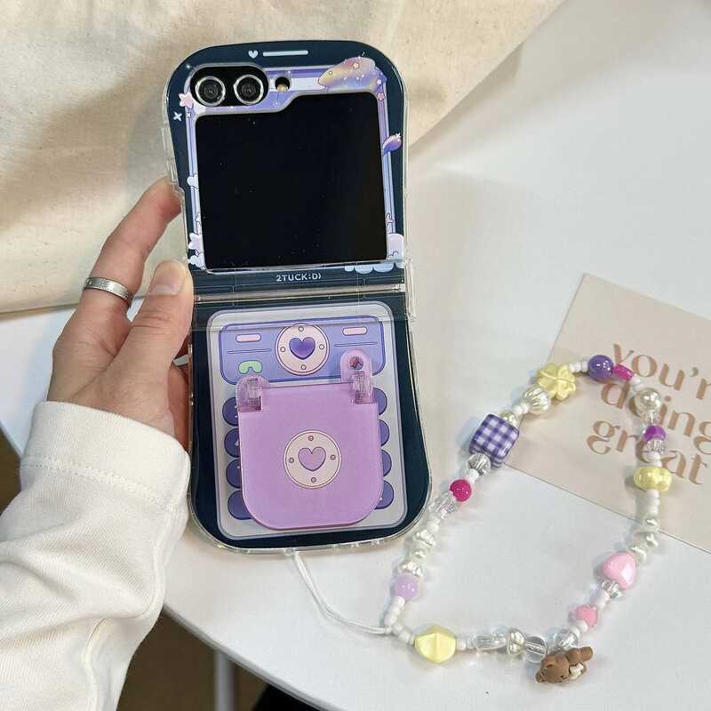 ▥ Suitabl For Samsung Galaxy Z Flip 7 6 4 Funny Rtro Yllow Phon Cas Zflip5 Zflip6 Zflip7 With B