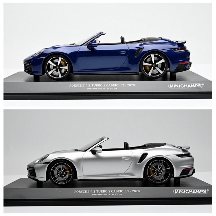 MINICHAMPS 1: 18 Porsche 911 992 TURBO S 2020 โมเดลรถโลหะผสมเปิดประทุน