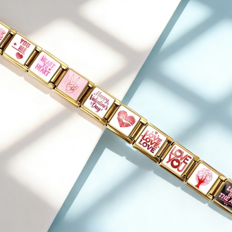 Original Design Miss Sweet Heart Love Vibes สแตนเลส Charm เครื่องประดับอิตาเลี่ยน Link fit 9 มม.สร้อยข้อมือของขวัญวันหยุด DIY - รูปที่ 2