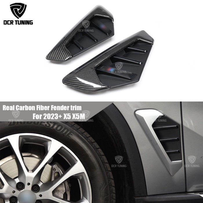 For 2023+ BMW X5 G05 X5M F95 LCI Real Carbon Fiber Fender trim Side Vent Grill Trim With logo Repla