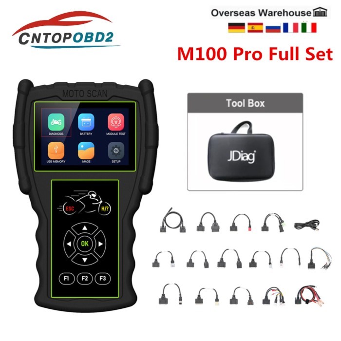 Original JDiag M100 Pro Full Set Universal Motorcycle Diagnostic Tool Motor Scan Battery Tester D87