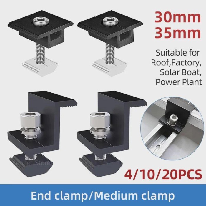4/10/20pcs Solar Module Holder End Clamp End Clamp for Mounting Solar Panel Clamps for PV Solar Mod