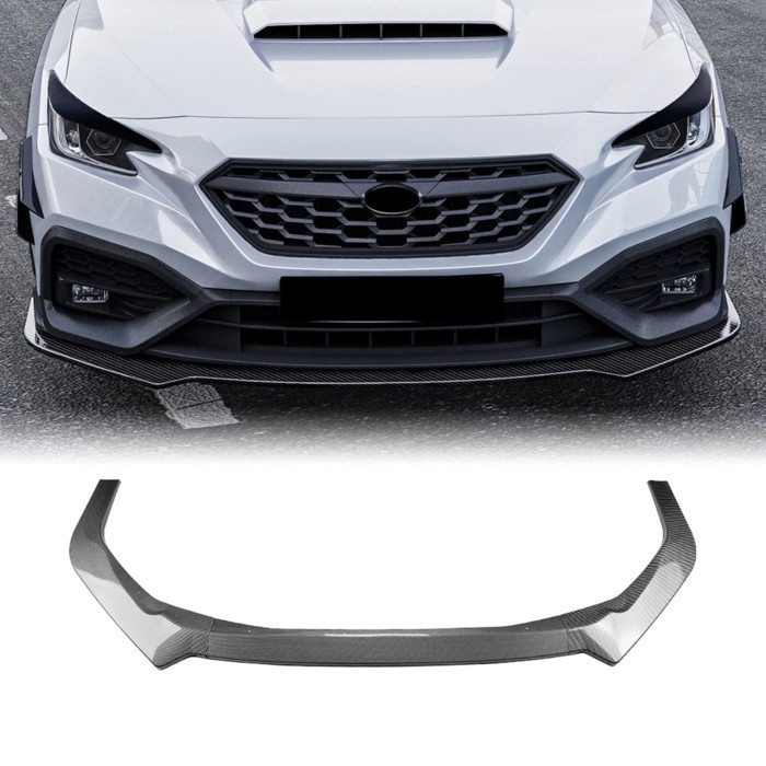 Front Bumper Spoiler Lip For Subaru WRX STI VB 2022-2025 Sedan 4-Door Carbon Fiber Look/Gloss Black