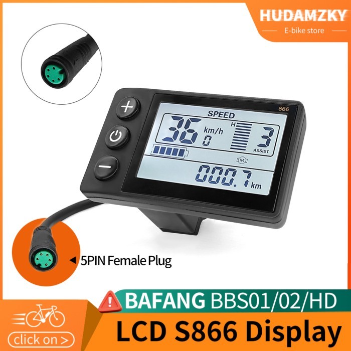 E-bike Bafang LED S866 Display for BBS01/BB02/BBSHD Bafang Mid Motor with 5 Pin Female Plug for Ele