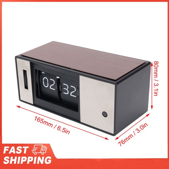 Retro Digital Mechanical Flip Down Clock Auto Flip Desk Clock LED Light Battery Operated for Home O
