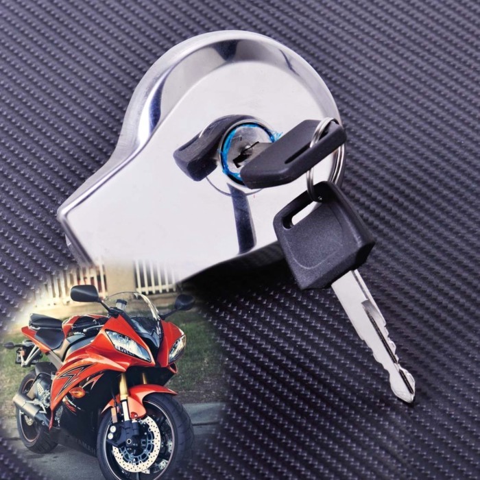 DWCX Silver Motorcycle Fuel Gas Tank Cap Cover Lock  Key for Yamaha Virago XV 125 250 Virago 400 53