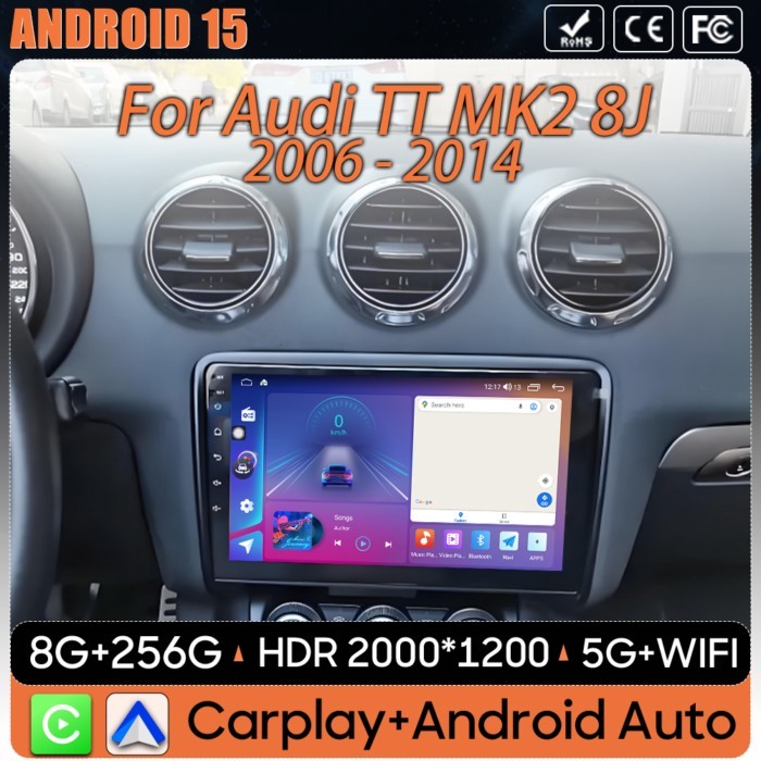 Car Radio Android 15 For Audi TT MK2 8J 2006 - 2014 Carplay Video GPS Navigation Multimedia Player