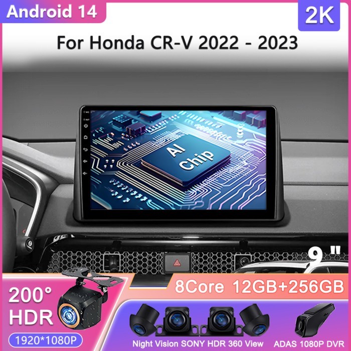 Android 14 For Honda CR-V 2022 - 2023 Car Radio Multimedia Video Player Navigation GPS No 2din DVD