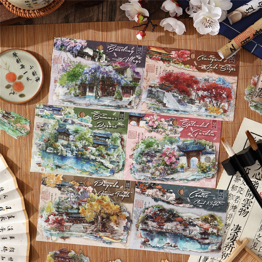 10ชิ้น/1ล็อต น่ารัก สมุดสติ๊กเกอร์สิบเตรียมเมฆศาลสมุดวางแผนตกแต่งเครื่องเขียน