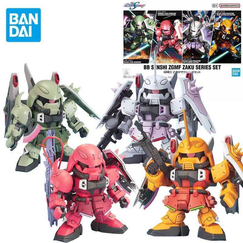 Bandai Original GUNDAM Anime SDBB SENSHI ZGMF ZAKU SERIES SET Action Figure Assembly Model Toys Gif