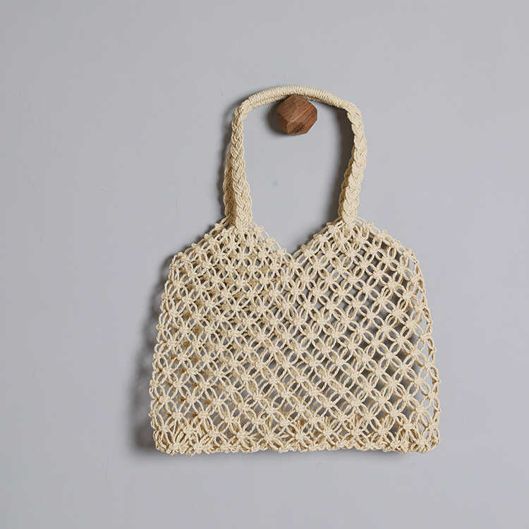 Simple 2024ins Straw Bag Beach Vacation Female Bag Hollow Bag Handbag Bag