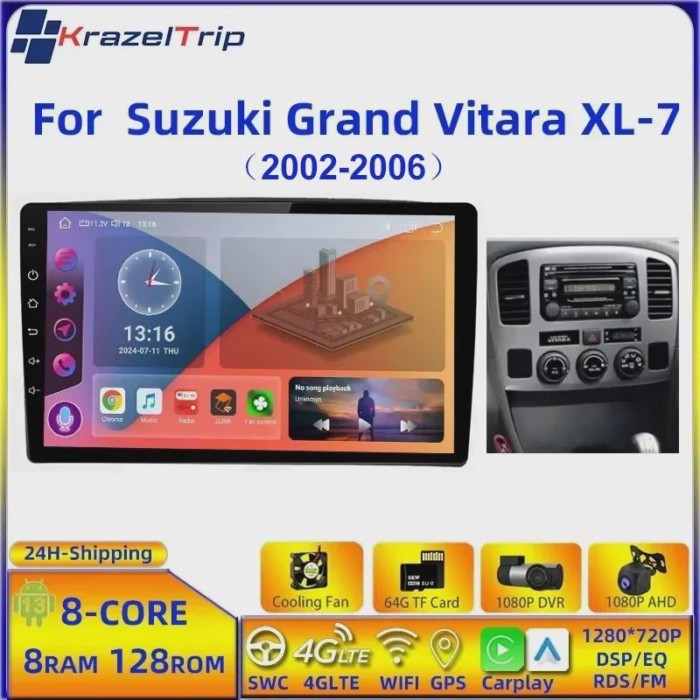 9 Inch Android 13 Head Unit Carplay Android Auto Car Radio for Suzuki Grand Vitara XL-7 2002 - 2006
