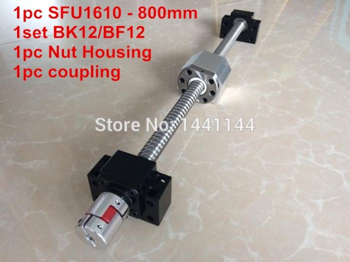 1610 ballscrew  set : SFU1610 -  800mm balls crew + 1610 Nut Housing + BK/BF12  Support  + 6.35*10m
