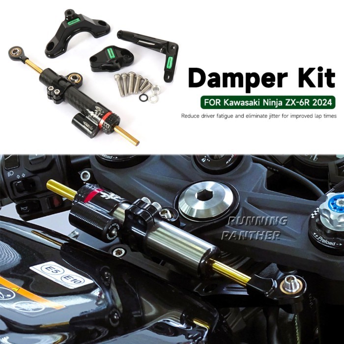 For Kawasaki Ninja ZX-6R ZX6R ZX 6R ZX-6R 2024 2025 Motorcycle Steering Damper Stabilizer & Bracket