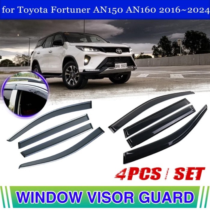 Car Window Visor for Toyota Fortuner AN150 AN160 SW4 GR SRV 2016~2024 Vent Awning Door Eyebrow Smok