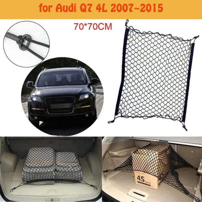 for Audi Q7 4L 2007~2015 Car Boot Trunk Network Hooks Mesh Net Cargo Organizer Storage Car Accessor
