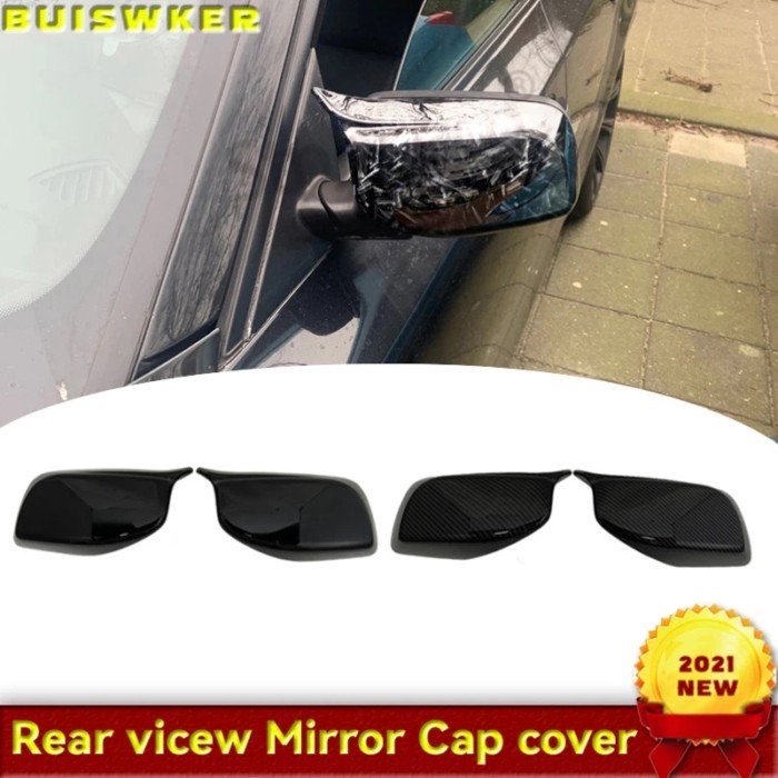 2ps Carbon Fiber Look Black Rearview Side Mirror cover Caps for BMW 5 Series E60 E61 E63 E64 2004-2