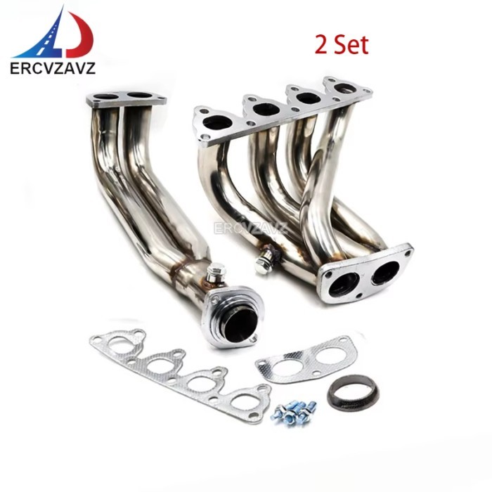 2 Set D15 Stainless Exhaust Systems Intake Manifold For Honda 1988-2000 Civic CR-X Del Sol D-Series