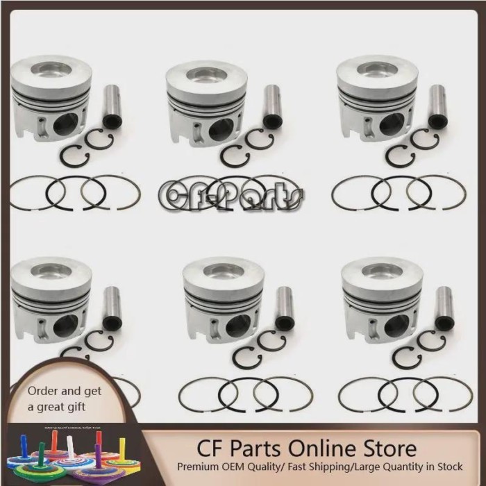 New 6 Sets STD Piston Kit With Ring 13216-2631 Fit For Hino J07C J08C Engine 114MM