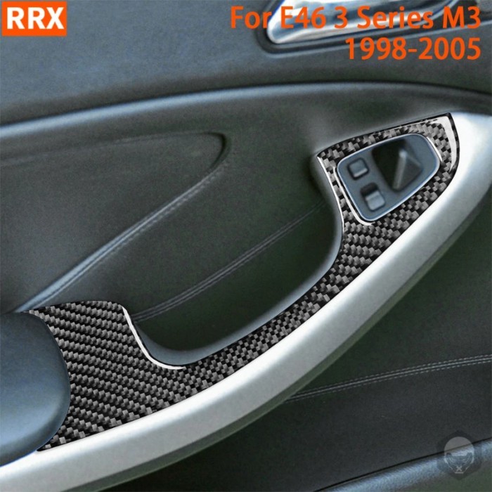 For BMW E46 1998-2005 Coupe Door Glass Window Lift Control Panel Tuning Real Carbon Fiber Stickers