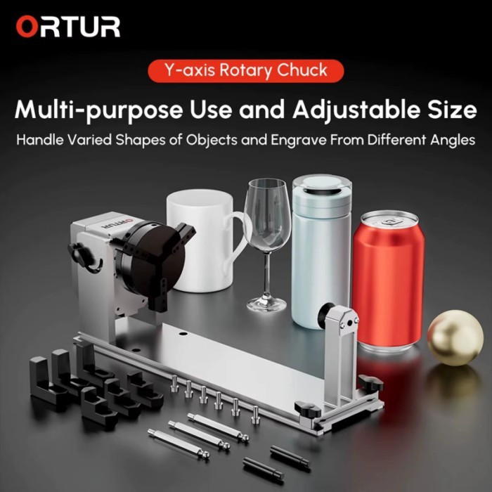 Ortur CNC Laser Engraver Rotary Roller Chuck 360 Y-axis (YRC1.0 ) CO2 Diode Cylindrical Object Rota