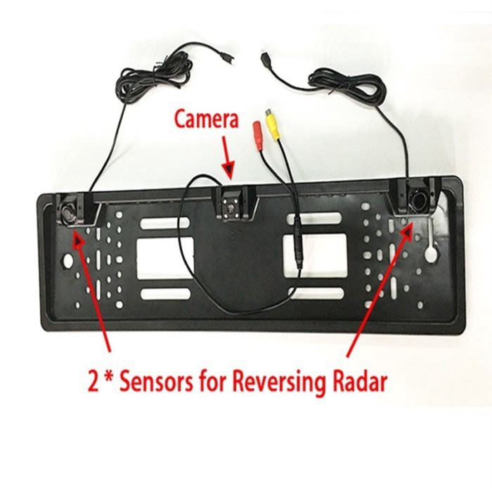 12V 4 LED Car Rear View Camera With Radar Sensor For Parking European License Plate Holder Frame Un