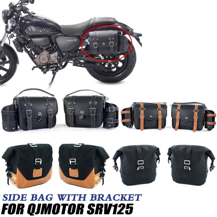 Motorcycle New For QJMotor SRV125 125SRV SRV 125 Black Universal SaddleBag Large Capacity Side Bags