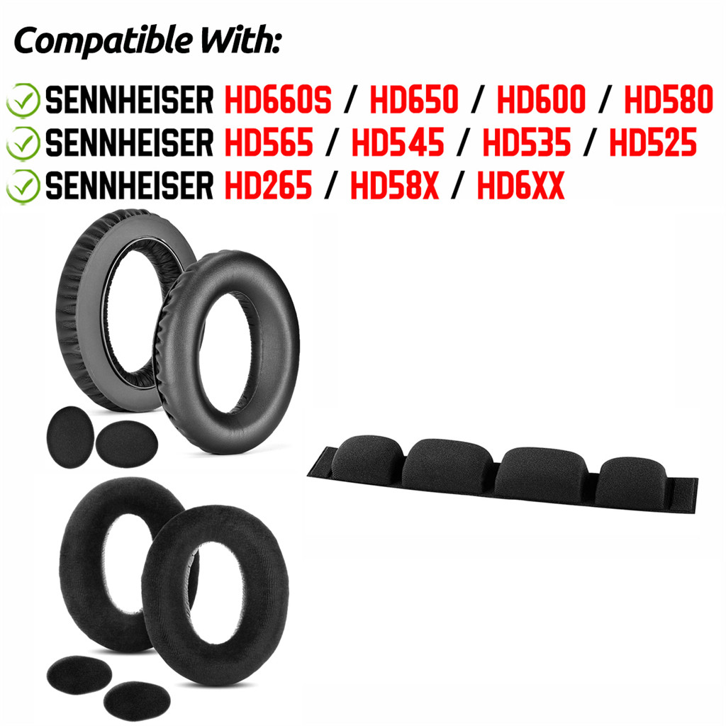 สําหรับ Sennheiser HD660S HD650 HD600 HD580 HD565 HD545 HD535 HD525 HD265 HD58X HD6XX หูฟัง Earpads Head Band Beam เบาะฟองน้ําชุดหูฟัง Earmuffs เปลี่ยนฝาครอบ