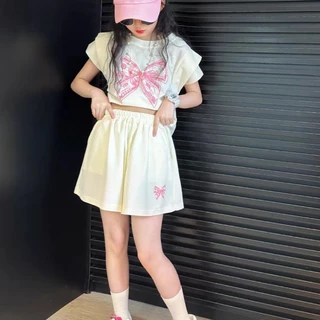 onekid🌼 กางเกงขาสั้นเด็กผู้หญิงเหมาะกับฤดูร้อนเสื้อผ้าฤดูร้อนแขนสั้นเด็กใหม่สำหรับเด็กผู้หญิงและเด