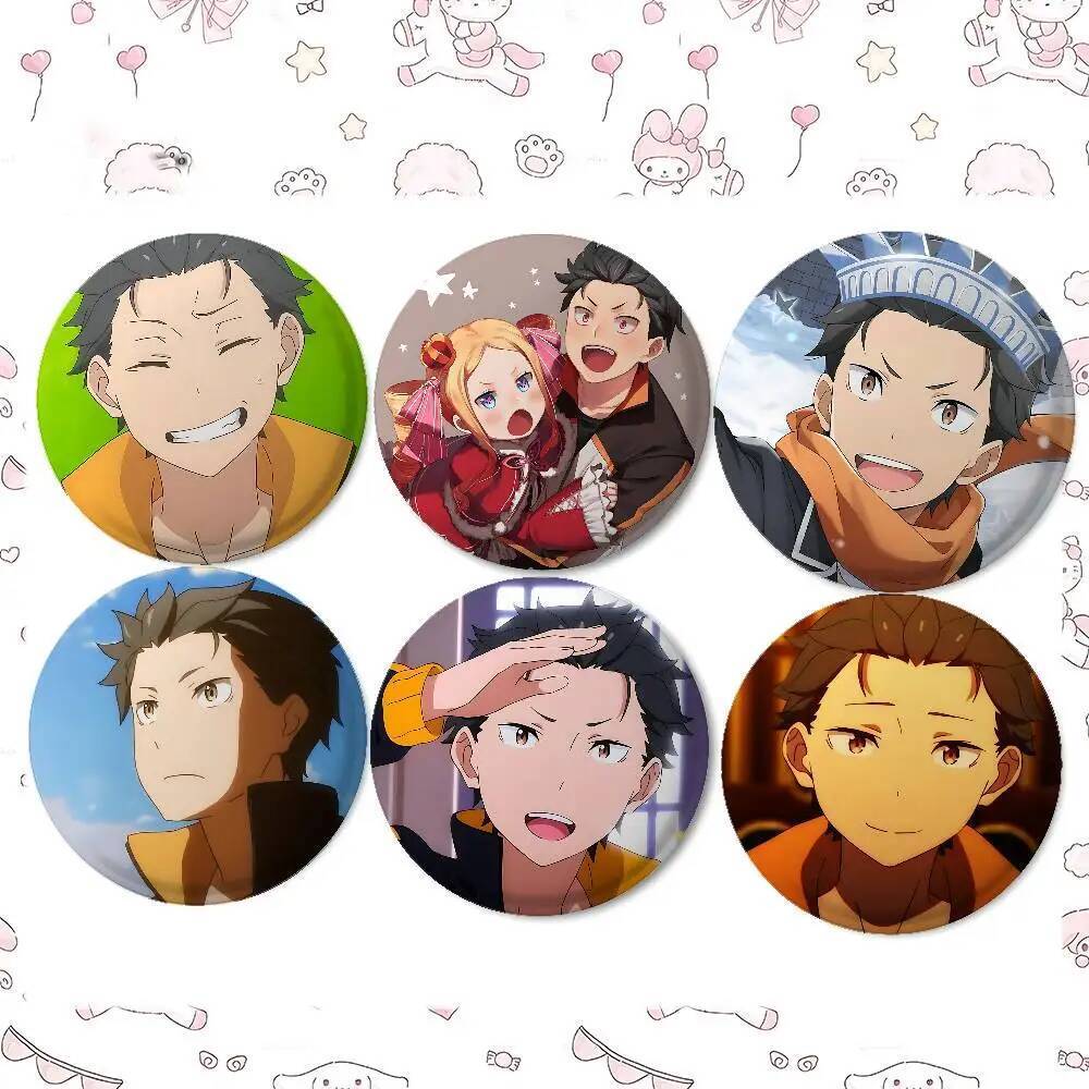 อะนิเมะการ์ตูน Subaru Natsuki Badges Peripheral Lapel Pins Tinplate รอบเข็มกลัดสําหรับกระเป๋าสะพายอุ