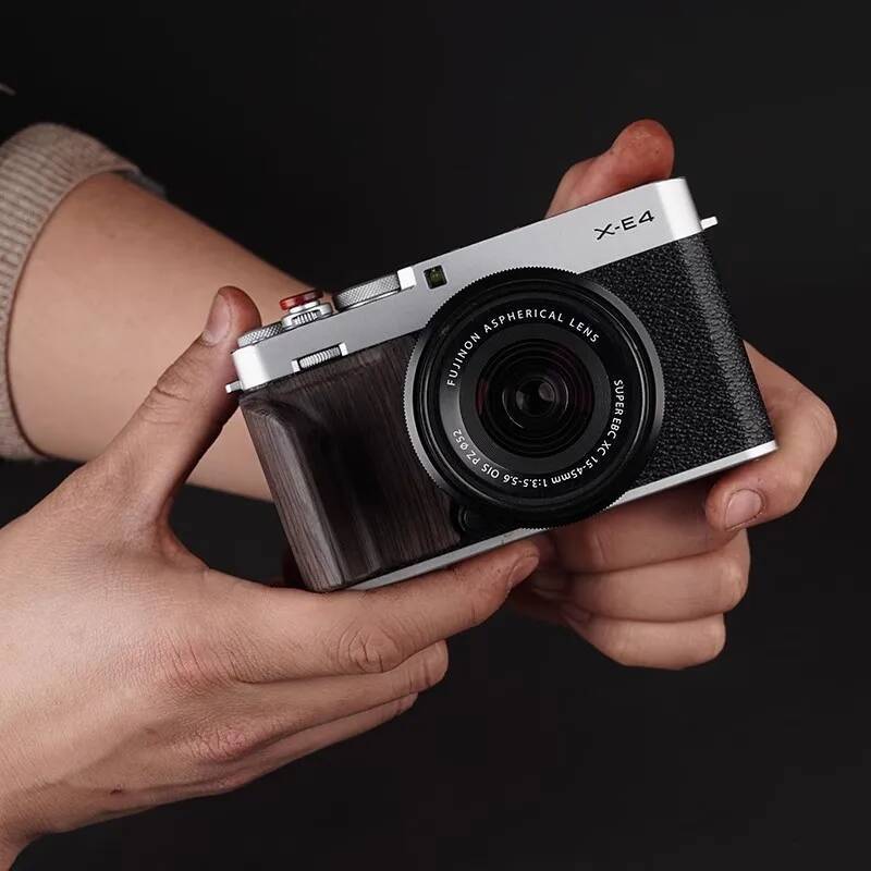 ไม้เนื้อแข็งพกพา Shake Non-slip Handle สําหรับ Fuji Fujifilm XE4 X-E4 กล้อง grip อุปกรณ์เสริม 3M เทป