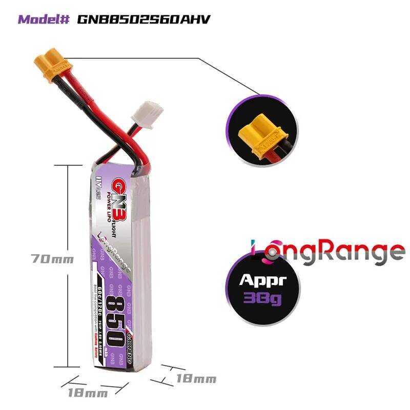 ▥ 1-10ชิ้นแบตเตอรี่ GB 2S 850Mah 7.6V 60C HV Lipo พร้อมปลั๊ก Xt30u-F สำหรับ Happymodel สำหรับแข