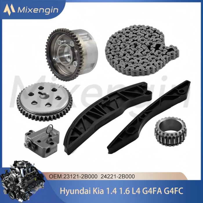 Engine Parts Timing Chain Kit With VVT Gear For 2006- 1.4 1.6 L4 G4FA G4FC Hyundai Accent I20 I30 K