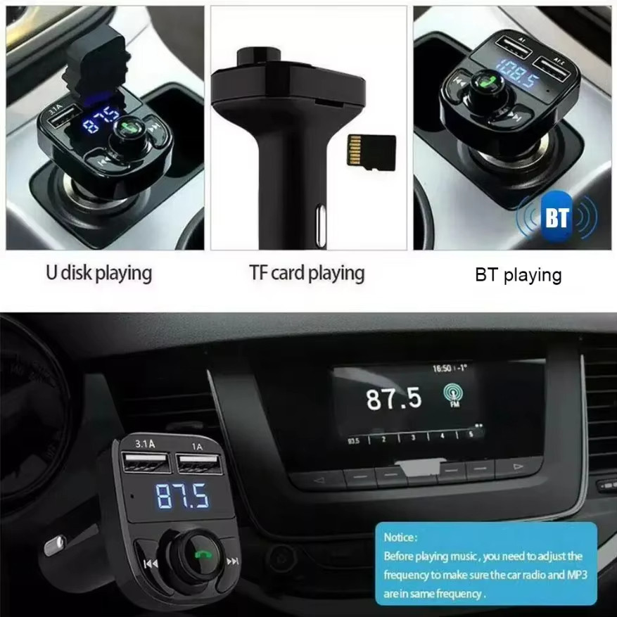 （ สินค้าขายร้อน ）3 IN 1 Dual USB Port Car Charger Bluetooth 5.0 เครื่องส่งสัญญาณ FM เครื่องเล่น MP3 ไดรฟ์ USB AUX อะแดปเตอร์เพลง ราคา ถูกที่สุด ดีลบีเคเค แกลเลอรีภาพที่ 4