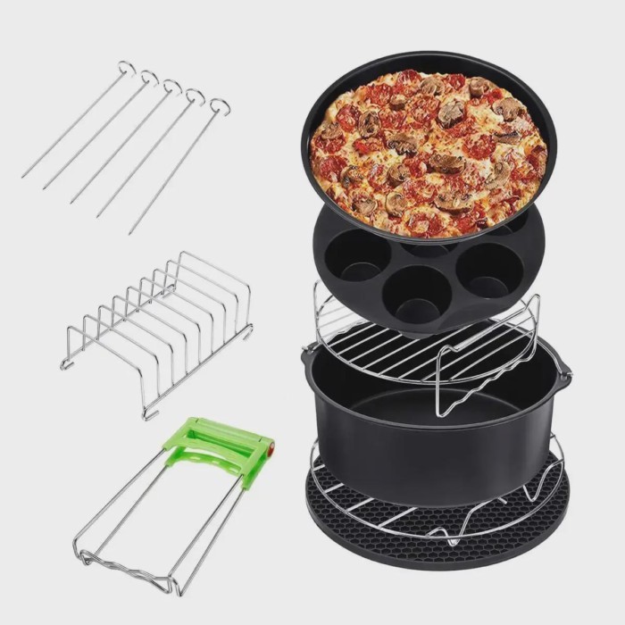 13Pcs Deep Fryer Accessories 9Inch Fit for Airfryer 5.2-6.8QT Baking Basket Pizza Plate Grill Pot K