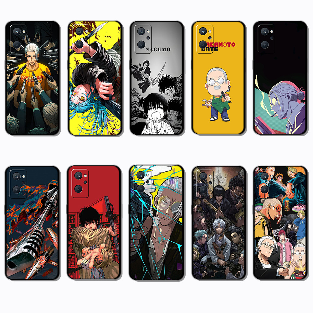 สําหรับRealme 7 8 8S 8i 9i 5g 10 Pro Plus SAKAMOTO DAYS SlimสีดําBorder TPU Soft Case | โทรศัพท์เปลื