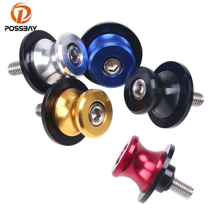 POSSBAY 1Pair 8mm Motorcycle Swingarm Spools Stand Screws Slider CNC For KAWASAKI ER6N Z750 Z750R Z