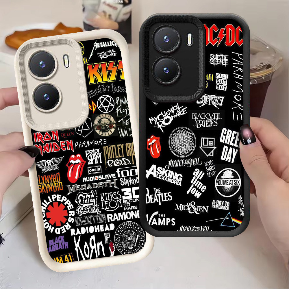 G-34 ปลอก ACDC สําหรับ VIVO IQOO Z9 Z9X Y02S Y56 Y16 5G สีดําและสีขาว