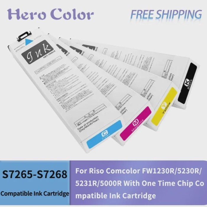 7265 7265C 7265E S-7265 Ink Cartridge For Riso Comcolor FW1230R/5230R/5231R/5000R With One Time Chi